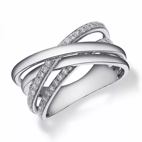 abstrakt diamant vitgulds ring i 14  karat vitguld 0,38 ct