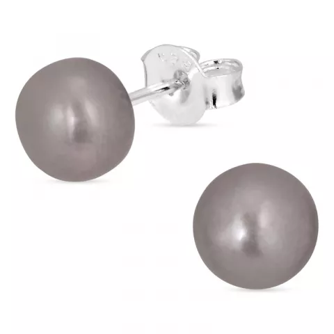 7-7,5 mm grå pärlörhängestift i silver