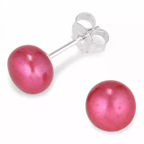 7-7,5 mm runda rosa pärlörhängestift i silver