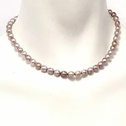 Kollektionsprov pärla halsband i silverbelagt koppar 42 cm x 7,0-7,5 mm