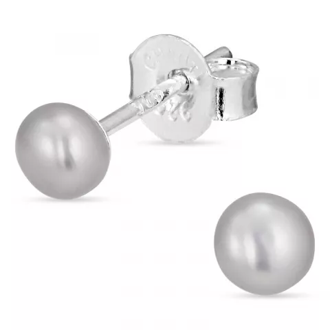 4-4,5 mm grå pärlörhängestift i silver