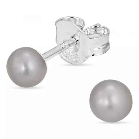 4-4,5 mm runda grå pärlörhängestift i silver