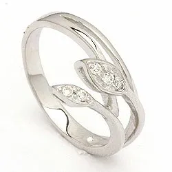 Blad ring i silver