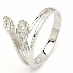 Blad ring i silver