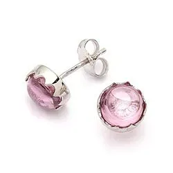 8 mm rosa örhängen i rhodinerat silver