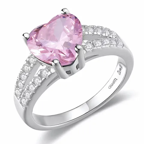 Hjärta rosa zirkon ring i silver