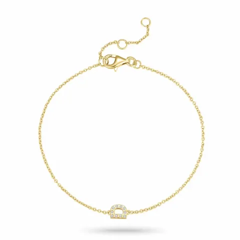 bokstav d zirkon armband i förgyllt silver
