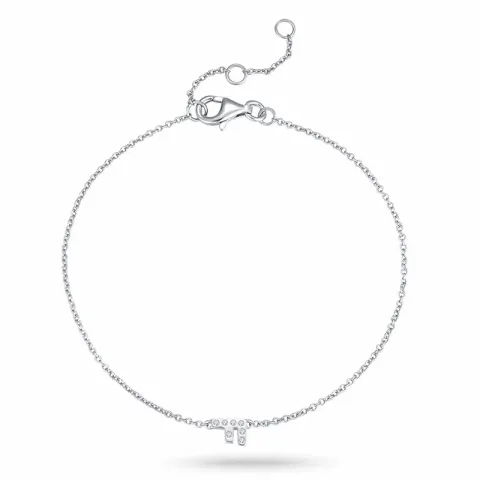 bokstav f zirkon armband i silver
