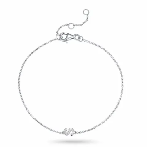 bokstav s zirkon armband i silver