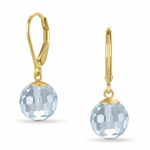 blå glas örhängen i förgyllt silver - Loom Stones