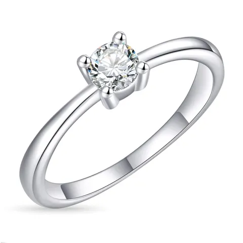 zirkon solitärring i silver