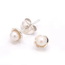 Runda blommor örhängestift i silver