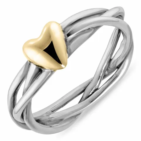 Hjärta ring i oxiderat sterlingsilver med 8 karat guld