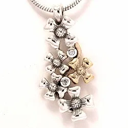 Blommaberlock i oxiderat sterlingsilver och 8 karat guld