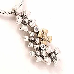 Blommaberlock i oxiderat sterlingsilver och 8 karat guld