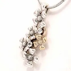 Blommaberlock i oxiderat sterlingsilver och 8 karat guld