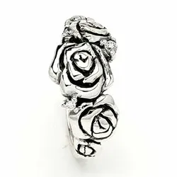 Ros ring i oxiderat sterlingsilver