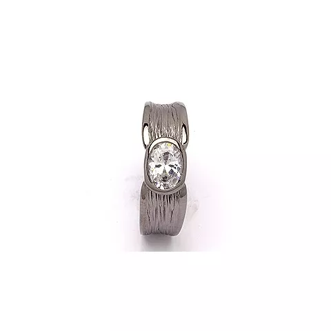 Bred zirkon ring i svart rhodinerat silver