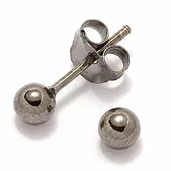 4 mm kula örhängen i svart rhodinerat silver
