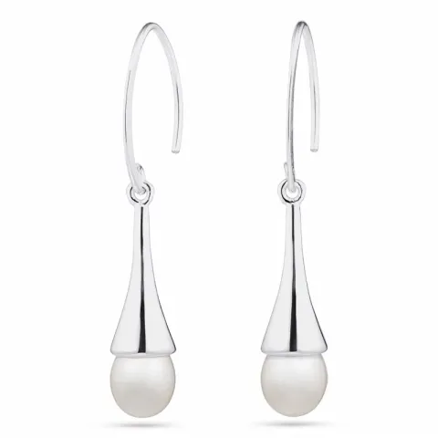 Långa pärla örhängen i silver