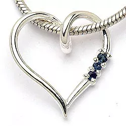 Hjärta blå safir hängen i silver