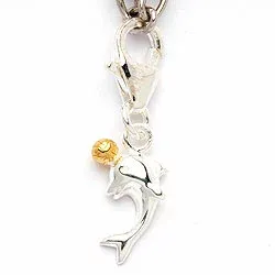 Delfin charm i silver med förgyllt silver