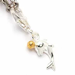 Delfin charm i silver med förgyllt silver