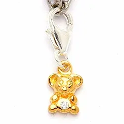 Nalle charm i silver med förgyllt silver