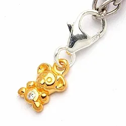Nalle charm i silver med förgyllt silver
