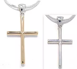kors hängen i silver och 8 karat guld
