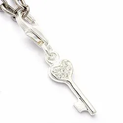 nyckel zirkon charm i silver