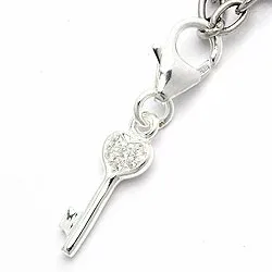 nyckel zirkon charm i silver