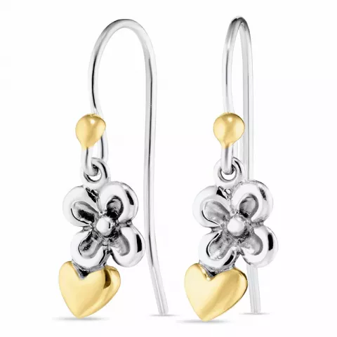 blommor örhängen i oxiderat silver med 8 karat guld