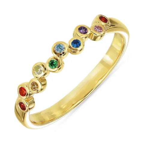 multifärgat zirkon ring i förgyllt silver - Bubbly Twist