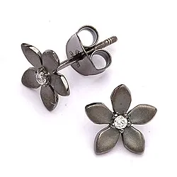 blommor blommorörhängen i svart rhodinerat silver