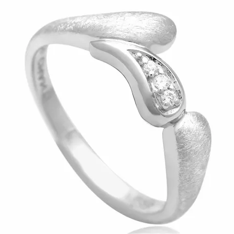 Borstat zirkon ring i silver