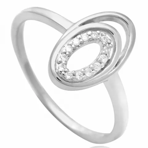 oval zirkon ring i silver