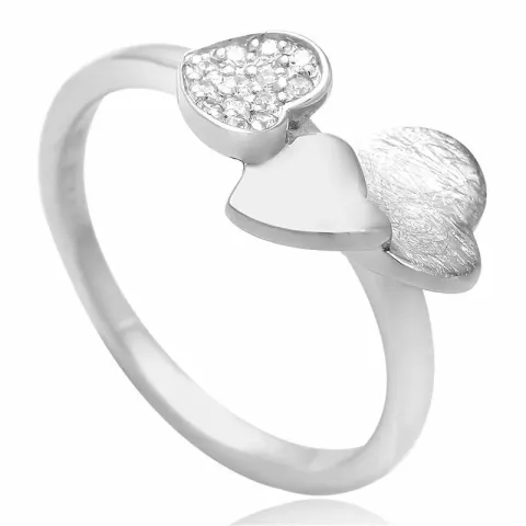 Stor hjärta zirkon ring i silver