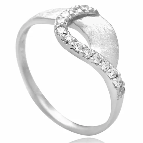 Borstat zirkon ring i silver