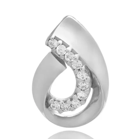 vit zirkon hängen i silver