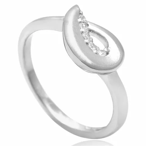 Sandblåst zirkon ring i silver