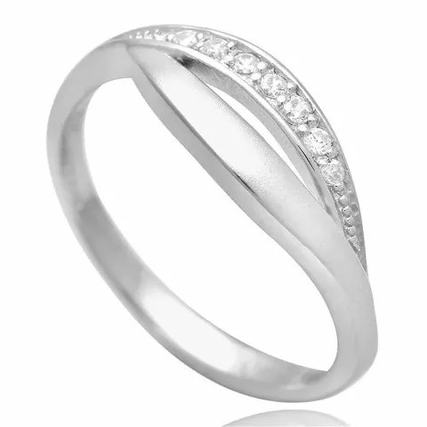 Sandblåst vit zirkon ring i silver
