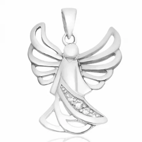 Elegant ängel vit zirkon hängen i silver