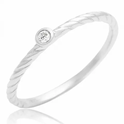 Elegant strukturerad zirkon ring i silver