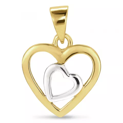 dubbel hjärta hängen i rhodinerat silver och förgyllt silver