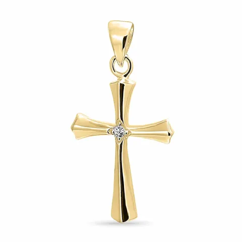 kors zirkon hängen i förgyllt silver
