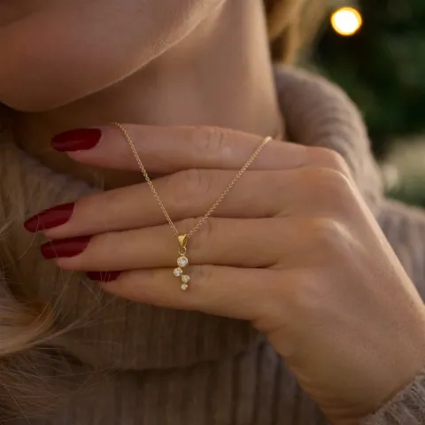 zirkon hängen i förgyllt silver - Bubbly Sparkle