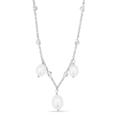 hjärta pärla halsband i silver