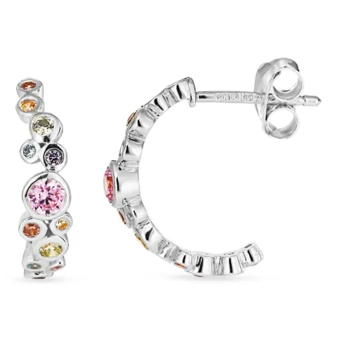 multifärgade zirkon halvcreol i silver - Bubbly Twist