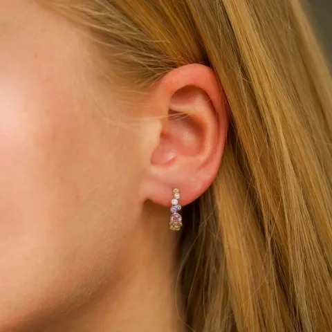multifärgade zirkon halvcreol i silver - Bubbly Twist